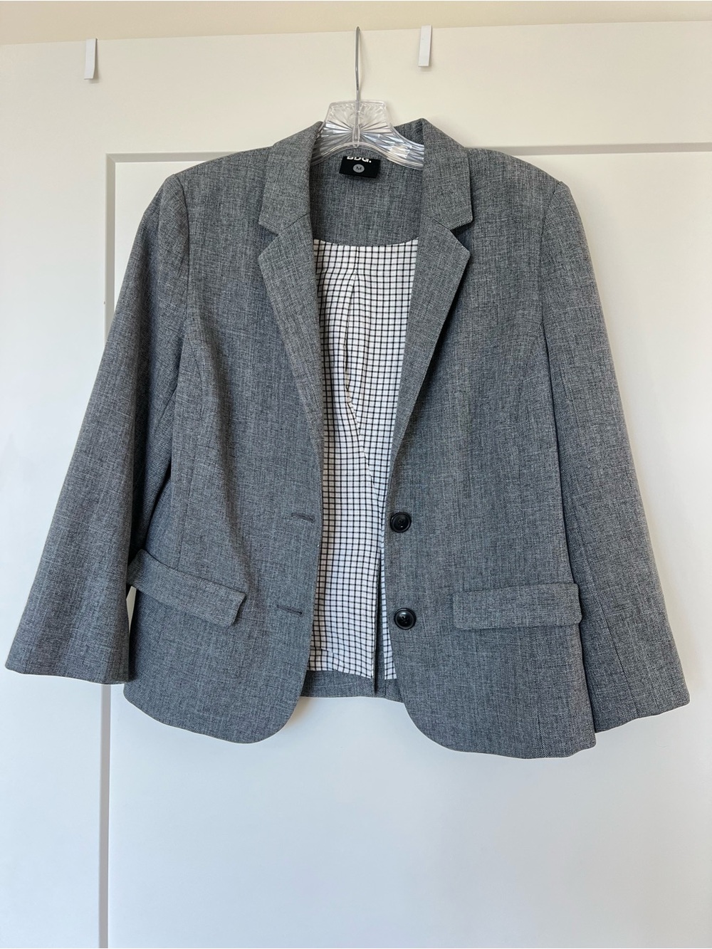 BDG Gray Blazer with Checker Lining Detail